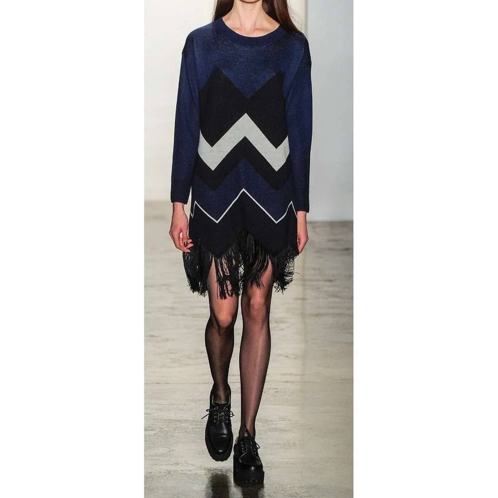 Timo Weiland Runway RTW 2014 Fringe Hem Sweater Dress Boho Artsy Luxury Wool 2
